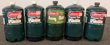 (5) Partially Filled Coleman Propane Fuel Containers