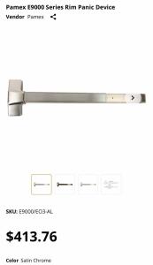 BRAND NEW BUILDING SUPPLIES!! (1) Pamex Rim Exit Device