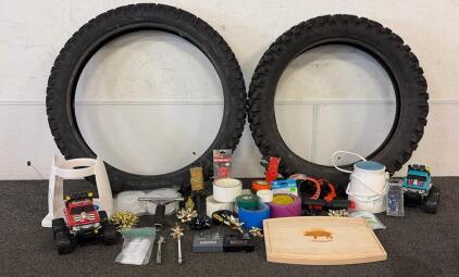 (8) Rolls Of Electrians Tape, (2) Tires, (1) Hamilton Beach Snowman Ice Shaver, And So Much More!
