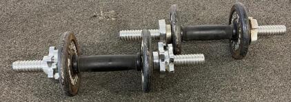 (2) Adjustable Dumbbells With Plates Manufactured By BOLT Barbell
