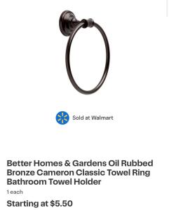 BRAND NEW PRODUCTS!! (5) Better Homes & Gardens Classic Towel Rings And (5) Single Robe Hooks
