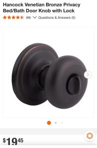 (12) Kwikset Hancock Privacy Door Knobs In The Venetian Bronze Finish