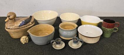 Antique Ceramic Bowls, Duck Cookie Jar & More