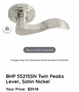 (6)Home Products Twin Peaks IV Collection Right-Hand Handleset Trim