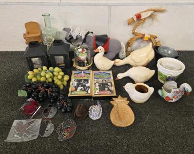 Assortment of Collectibles & Decorations Including: Ceramic Ducks, Decorative Grapes, & More