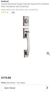 Brand New!!! Kwikset<br/>Tavaris Sectional Single Cylinder Keyed Entry Exterior Pack Handleset (Satin Nickel)