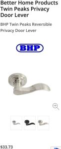 (4) Brand New Better Home Products Twin Peaks Lever Privacy Reversible Door Handles (Satin Nickel)