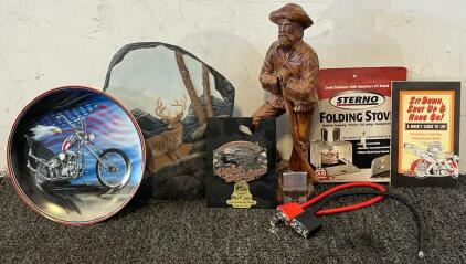 Rustic Home Decor, Harley Davidson Belt Buckle & Lighter, Folding Stove & More!