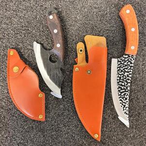 (2) Handcrafted Fixed-Blade Knives W/ Sheaths