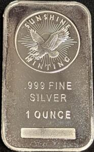 Sunshine Minting 1oz .999 Fine Silver Bar