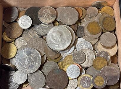 Variety Of Foreign Coins Including 1961 British Half-Crown Coin, 1972 Netherlands 1 Gulden Coin, Romanian 50 Bani Coin, And More