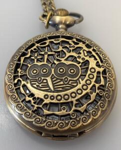 Vintage-Style Owl Pocket Watch Pendant Necklace
