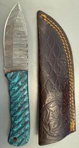 Custom Handmade Damascus Steel Hunting Knife W/ Sheath