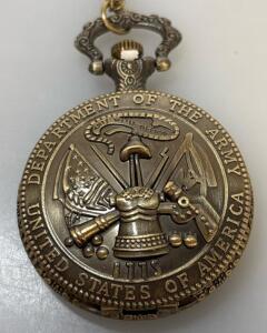 Retro Bronze United States Army Department Quartz Pocket Watch
