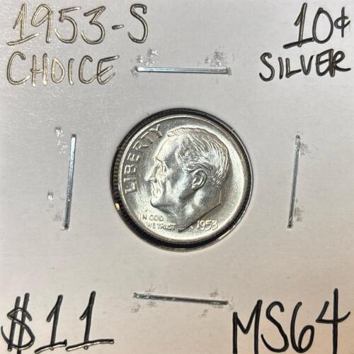 1953-S MS64 CHOICE SILVER ROOSEVELT DIME