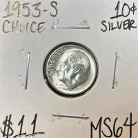 1953-S MS64 CHOICE SILVER ROOSEVELT DIME