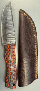 Handmade Damascus Steel Hunting Knife W/ Sheath