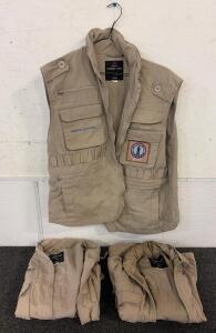(3) Rothco Ranger Vests Size Large With An Army National Gaurd Badge