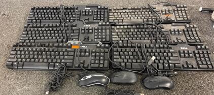 (6) Dell Keyboards With USB Plug Ins And (3) Keyboard Mouses