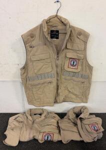 (3) Rothco Ranger Vest In Size Large With Army National Guard Badges