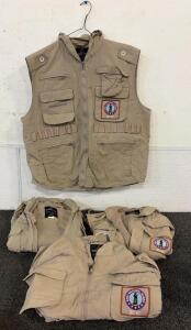 (4) Large Rothco Ranger Vests All With An Army National Guard Badge