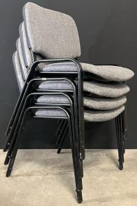(4) Cushioned Stackable Conference Chairs | Grey & Black
