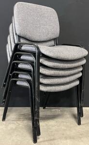 (5) Cushioned Stackable Conference Chairs | Grey & Black