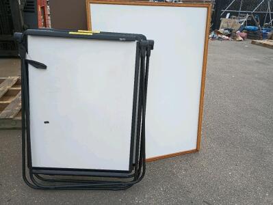 (1) Flip Chart White Boards With Stands 26" x 34", (2) White Boards 3' x 4', And More