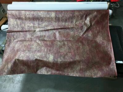 (4) Rolls Of Red And Gold Vinyl Coated Fabric 55" Wide, Various Lengths