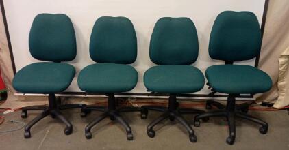 (5) OFM Posture Series Adjustable Swivel Office Chair In Forest Green Fabric, 39"x29"x24"