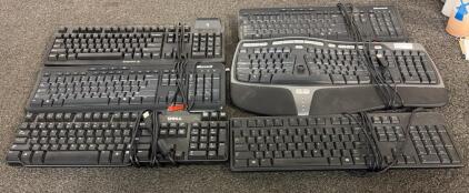 OFFICE SUPPLIES!! Including (2) Dell Keyboards, (2) Microsoft Keyboards, And (2) Cherry Keyboard
