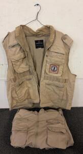 (2) Rothco Ranger Vests With Hoods In 2x-Large (1) Has A Army National Guard Badge