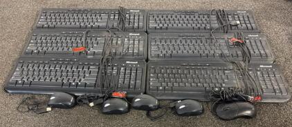OFFICE SUPPLIES!! (6) Microsoft Keyboards With USB Plug Ins And (5) Keyboard Mouses