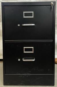 2-Drawer Black Metal Filing Cabinet | L18&rdquo; x W26.5&rdquo; x H29&rdquo;
