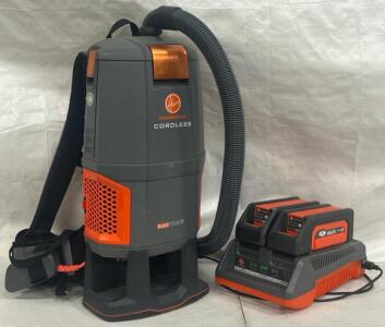 Hoover Commercial HUSHTONE 6Q Cordless Backpack Vacuum, CH93406 W/ (2) Batteries & Battery Charger
