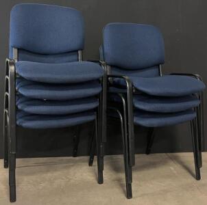 (7) Cushioned Stackable Conference Chairs | Blue & Black