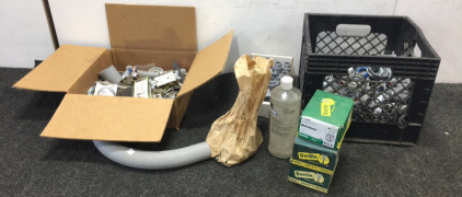 Box of Pipes and Conduit Connectors, Dottie Screws, Connector Adapters