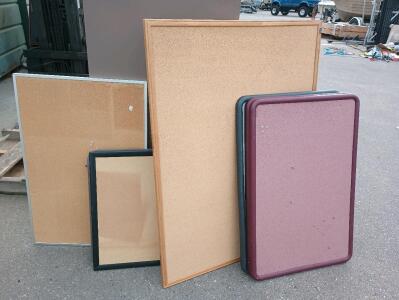 Cork Boards (3) 3' x4', (1) 2' x 3', (2) 18" x 24", Fabric Boards (3) 3' x 2'