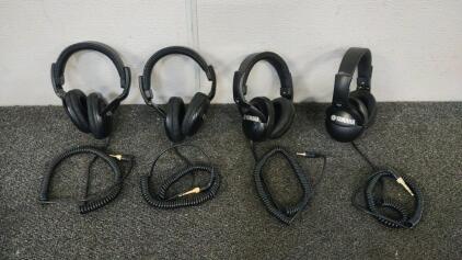 (4) Yamaha HPH-100 Over-Ear Headphones, Wired, Coiled Cable, 40mm Driver
