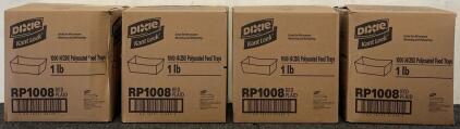 (4) Boxes Dixie RP1008 Kant Leek Polycoated 4-7/10&rdquo; x 1-3/5&rdquo; x 6-1/4&rdquo; Paper Food Trays | Red Plaid (1000 Per Box, 4000 Total)