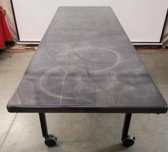 8 Ft. Southern Aluminum Powder Coated Swirl Folding Table, a Durable, Lightweight Rolling Banquet Table. 84"x30"x30"