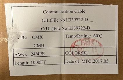 Communication Cable &mdash; CMX/CMH, 24AWG, 1000Ft, Blue