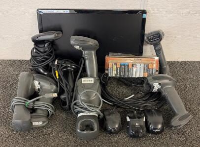 (5) Handheld Barcode Scanners And (1) Portable LED HD Monitor