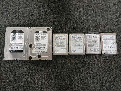 (2) Western Digital 1.0 TB Caviar Black Internal Hard Drives, (2) Hitachi Apple 500GB International Hard Drives, Hitachi 320 GB Internal Hard Drive