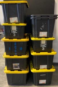 (8) 27 Gal Tough Totes, And (2) Small Totes