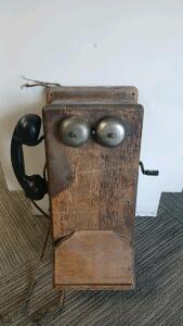 Antique Western Electric 317 Wall Crank Telephone, Wood and Metal