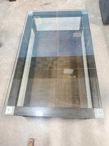Modern Glass and Wood Coffee Table with Lower Shelf 48 x 24 x 18 inches