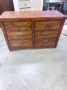 Vintage Wooden Dresser with 6 Drawers, Serial 4601-1224, June 1979 46"x18"x30.5"