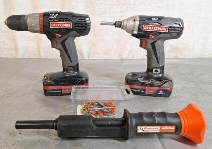 (1) Ramset HammerShot Low-Velocity Powder-Actuated Tool & (2) Craftsman Cordless Drills W/Batteries
