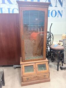 Wooden Gun Cabinet with Glass Doors and Lower Storage 72 inches (183 cm) height, 28 inches (71 cm) width, 14 inches (36 cm) depth